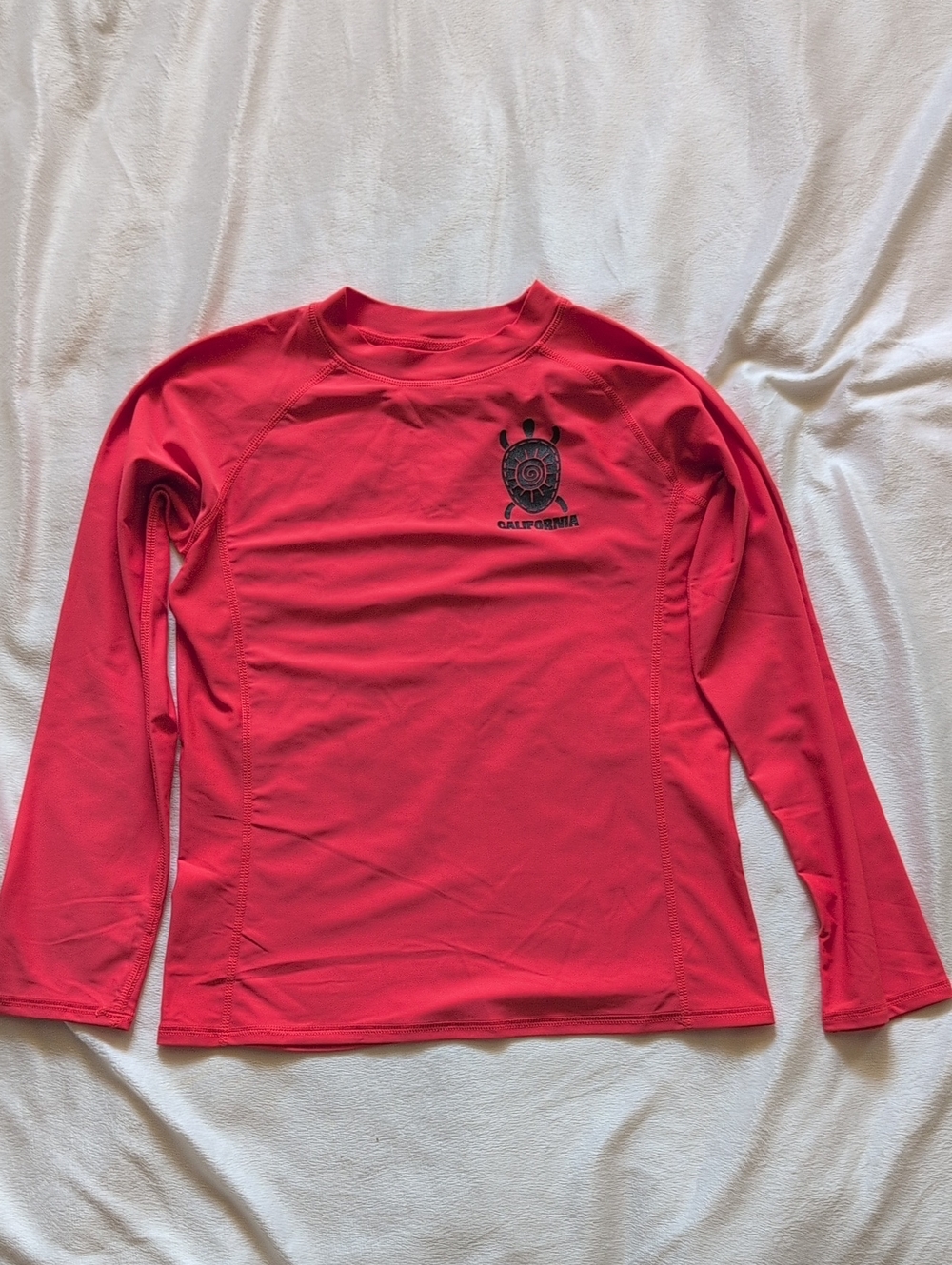 Coastalista Red California Turtle Long Sleeve Rash Guard Swim Top - Size Medium